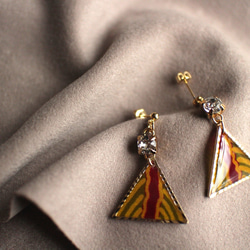 さんかくアフリカ布ピアス/african print triangle earring (ap21) 3枚目の画像