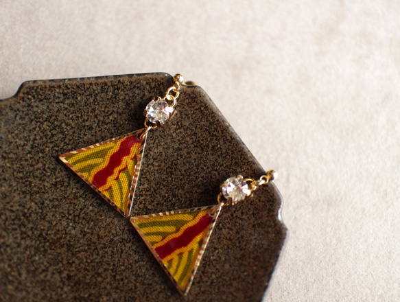 さんかくアフリカ布ピアス/african print triangle earring (ap21) 4枚目の画像