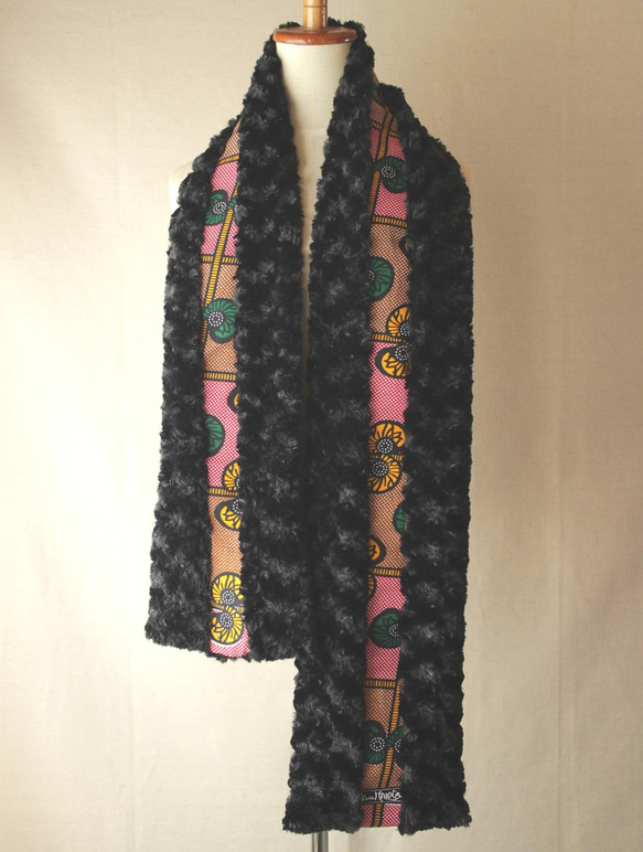 アフリカ布＆トルネードファーマフラー/African print scarf (sc7) 4枚目の画像
