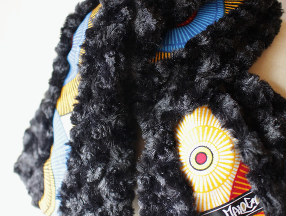 アフリカ布＆トルネードファーマフラー/African print scarf (sc8) 2枚目の画像