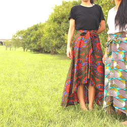 アフリカン ロングフレア ヘムスカート / African long flair skirt  hsk3 6枚目の画像