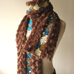 アフリカ布＆トルネードファーマフラー/African print scarf (sc9) 2枚目の画像