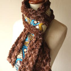 アフリカ布＆トルネードファーマフラー/African print scarf (sc9) 3枚目の画像
