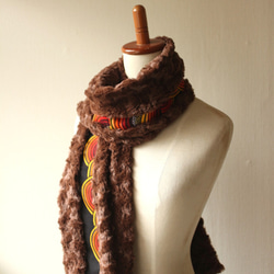 アフリカ布＆トルネードファーマフラー/African print scarf (sc10) 1枚目の画像