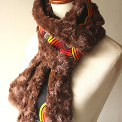 アフリカ布＆トルネードファーマフラー/African print scarf (sc10) 3枚目の画像