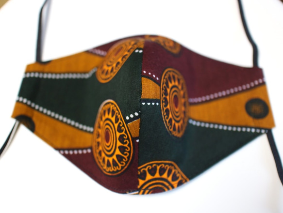 アフリカ布ハンドメイドマスク(立体型)MSK9 3枚目の画像