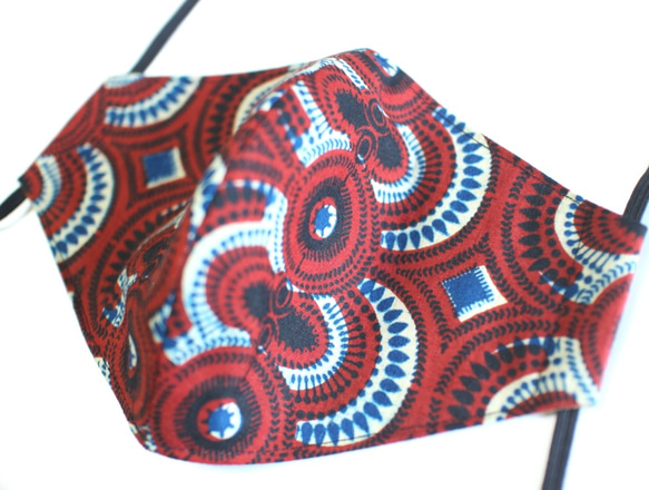 アフリカ布ハンドメイドマスク(立体型)MSK37 3枚目の画像