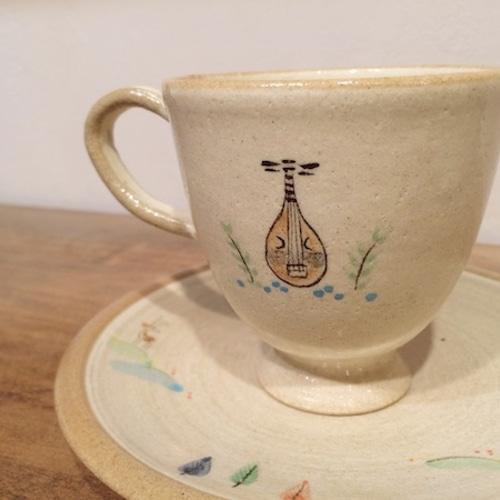 陶芸　赤膚焼　奈良絵　コーヒーカップ＆ソーサー　陶碗　1客 奈良 赤膚焼】奈良絵コーヒーセット（2個セット） 陶器 焼き物