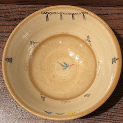 赤膚焼　ご飯茶碗【花喰い鳥】 2枚目の画像
