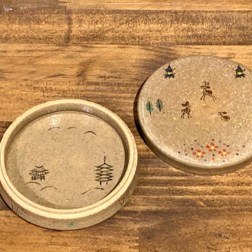 大塩正人 赤膚焼 徳利 お猪口 2色 送料無料】赤膚焼 奈良絵 香合