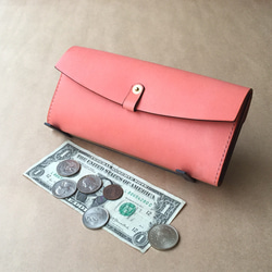 ★送料無料★ とっても使いやすい大人の長財布ロング／ピンク 1枚目の画像