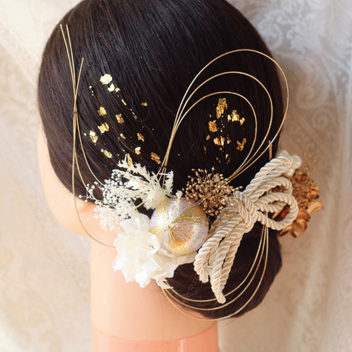 №097♡紐アレンジ♡ドライフラワー＆プリザーブドフラワー♡成人式♡卒業式