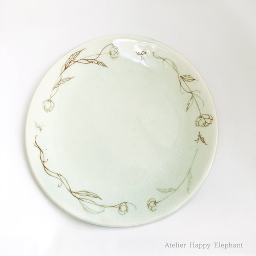 『1年保証』 お花模様のお皿 中皿 11014474｜Creema 通販 Elephant Happy 食器