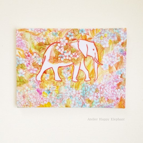 The Elephant God walking around a flower garden.《F4キャンバスプリント 1枚目の画像