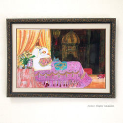 水彩アート「江戸切子と果実　弐」1点物、手描き、真筆。 水彩アート「江戸切子と果実 弐」1点物、手描き、真筆。