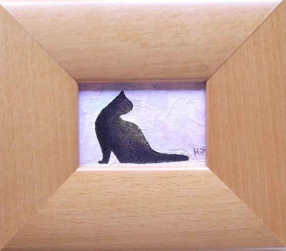 小さな小さな絵　黒猫 2枚目の画像