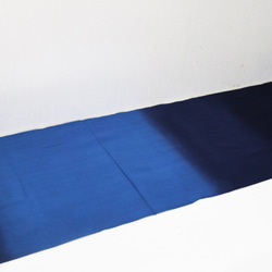 小幅生地　綿麻混合スラブ格子(青) 2枚目の画像