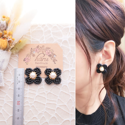 ✨4点おまとめ　✳️オリーブ雫ビーズ刺繍　ピアスorイヤリング olive雫ビーズ刺繍 ピアスorイヤリング - y＿coco | minne 国内