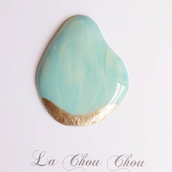 再販La Chou Chou☆ミントブルーのしずくブローチ 3枚目の画像
