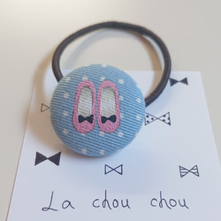 La Chou Chou☆ピンクのバレエシューズ柄くるみヘアゴム 小サイズ 2枚目の画像