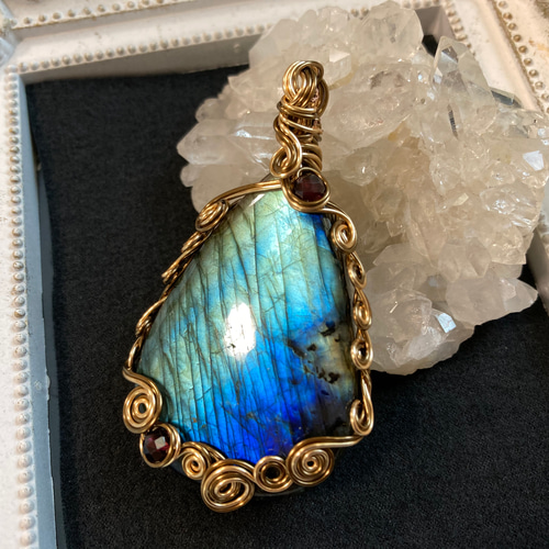 ラブラドライト ワイヤーラッピング ペンダント ラブラドライト ペンダントトップ ワイヤーラッピング