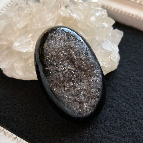 ドゥルージーアゲート＊ブラックアゲートドゥルージー B 天然石