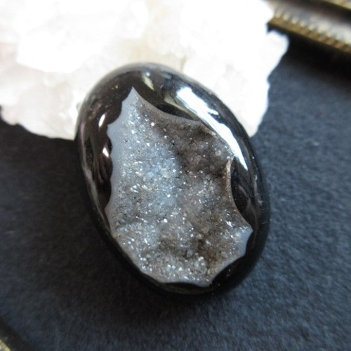 ドゥルージーアゲート＊ブラックアゲートドゥルージー 天然石ルース R