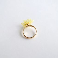 タティングレースの二重のお花の指輪 レモンイエロー #500 LYL 5枚目の画像