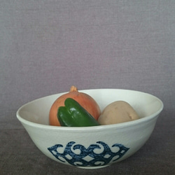 Sold  out 陶器 大鉢 アイヌ模様 オフホワイト 6枚目の画像