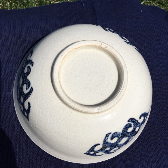 Sold  out 陶器 大鉢 アイヌ模様 オフホワイト 7枚目の画像
