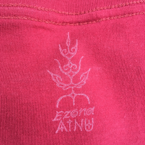 アイヌ模様 チヂリ風 レディース 手描き 半袖 コットンTシャツ 