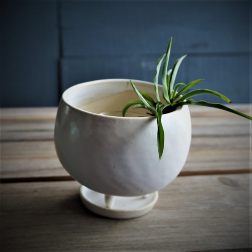 陶器の脚付き植木鉢 約20cm 陶器】白い脚付き植木鉢 送料無料 その他インテリア雑貨 yaya