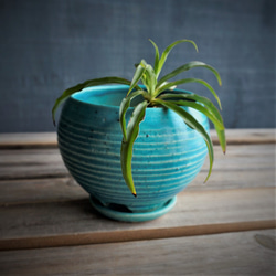 【陶器】トルコ青の植木鉢⑤　送料無料 3枚目の画像