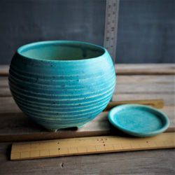 【陶器】トルコ青の植木鉢⑤　送料無料 8枚目の画像