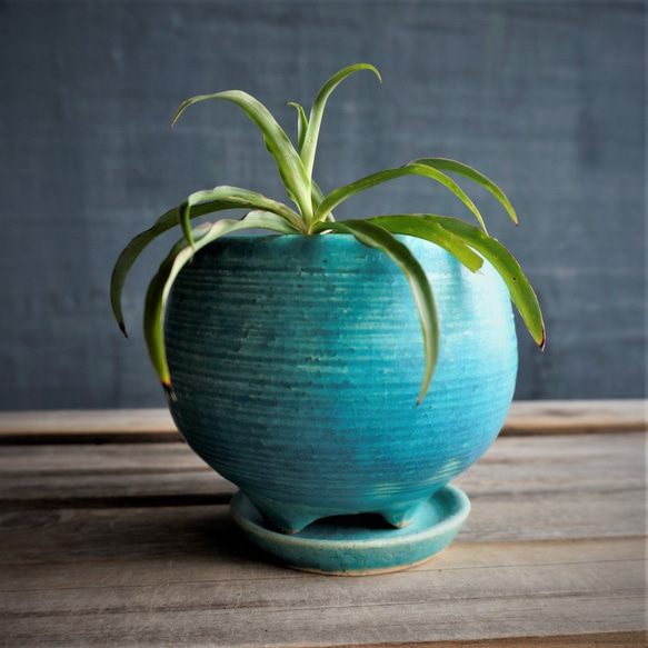 【陶器】トルコ青の植木鉢⑨　送料無料 3枚目の画像