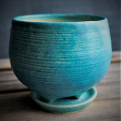 【陶器】トルコ青の植木鉢⑨　送料無料 7枚目の画像