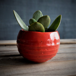 【陶器】赤のミニ鉢カバー　送料無料 3枚目の画像