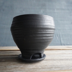 【陶器】黒い植木鉢　送料無料 4枚目の画像