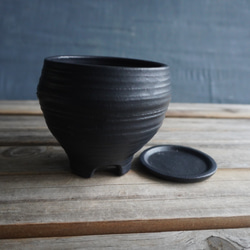 【陶器】黒い植木鉢　送料無料 7枚目の画像