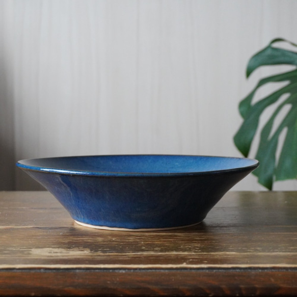 青い深皿(25cm)　パスタ・チャーハン・カレー・サラダ、大鉢としても 5枚目の画像