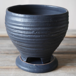 【陶器】黒い植木鉢④　送料無料 5枚目の画像