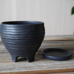 【陶器】黒い植木鉢④　送料無料 8枚目の画像