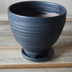 【陶器】黒い植木鉢⑤　送料無料 9枚目の画像