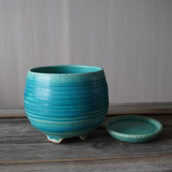 【陶器】トルコ青の植木鉢①　送料無料 4枚目の画像