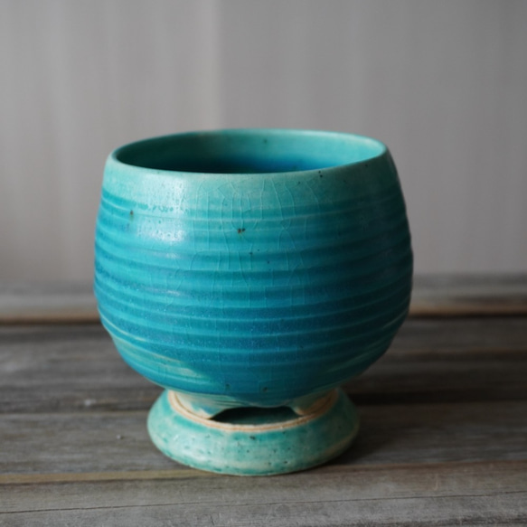 【陶器】トルコ青の植木鉢①　送料無料 7枚目の画像
