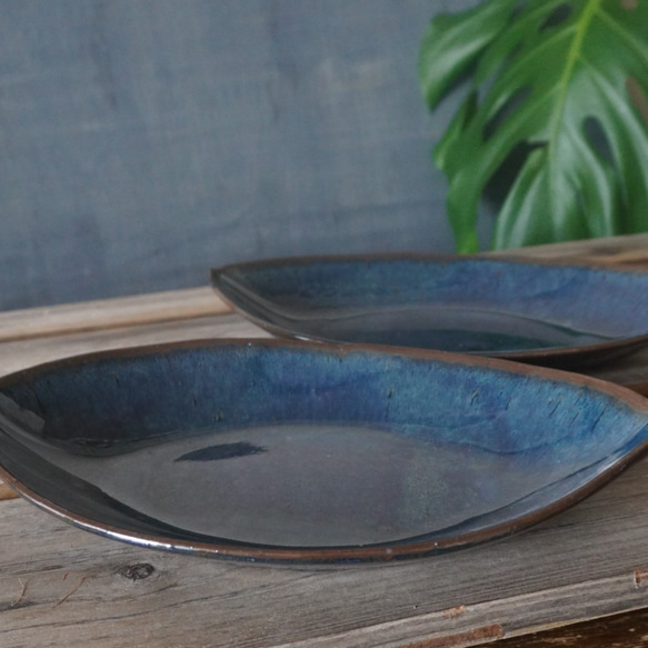 陶器製 曲線皿 30cm 作家物
