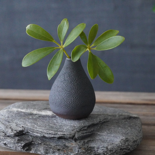 手作りの土釉薬掛け陶器花瓶 （筒型装飾花器☆気分やお花に