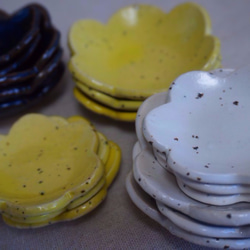 花豆皿（黄色 黒斑入り）送料無料 8枚目の画像