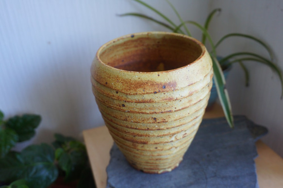陶器】植木鉢（横縞 赤土） その他インテリア雑貨 yaya 通販