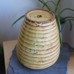 【陶器】植木鉢（横縞 赤土） 3枚目の画像